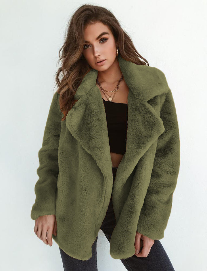 Fleece coat for women with large collar and trendy cut Lune London