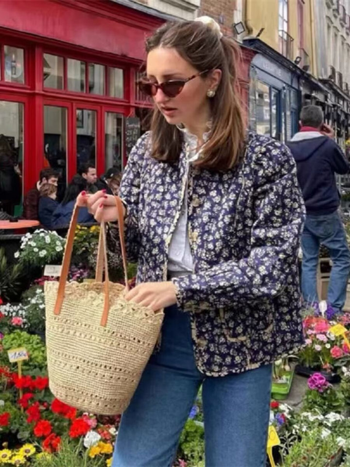 Veste matelassée pour femmes avec motif floral et poches pratiques Chic & Stil