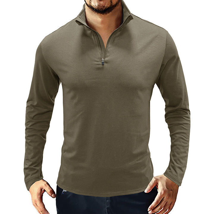 Functional T-shirt for men with high collar and half-zip Lune London