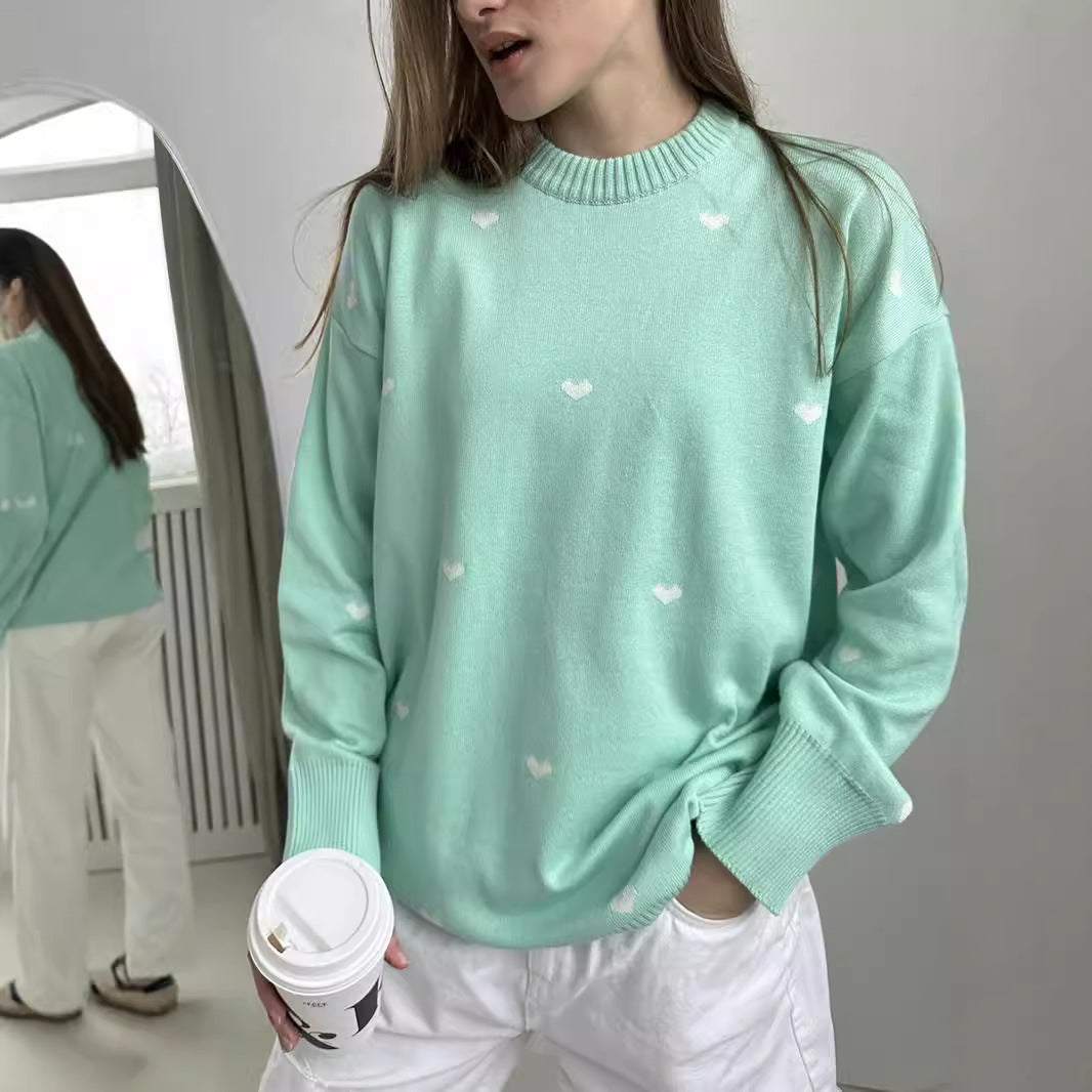 Ladies Casual Sweater with Heart Pattern Lune London