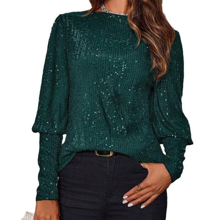 Ladies Glittering Long Sleeve Shirt with Textured Design Chic Und Stil