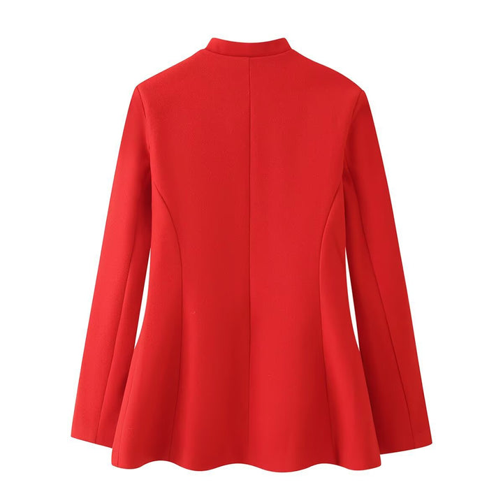 Women's short jacket in mandarin style with drop neckline and decorative knot closures Amarae
