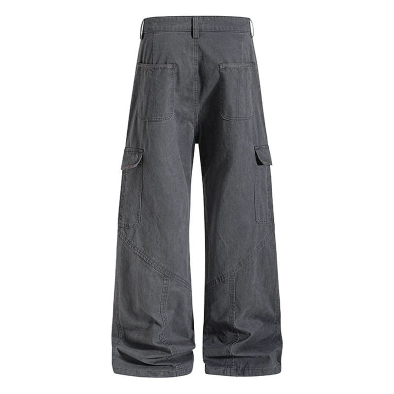 Women Wide Cargo Pants made of Cotton Blend with High Waist and Multifunction Pockets Amarae
