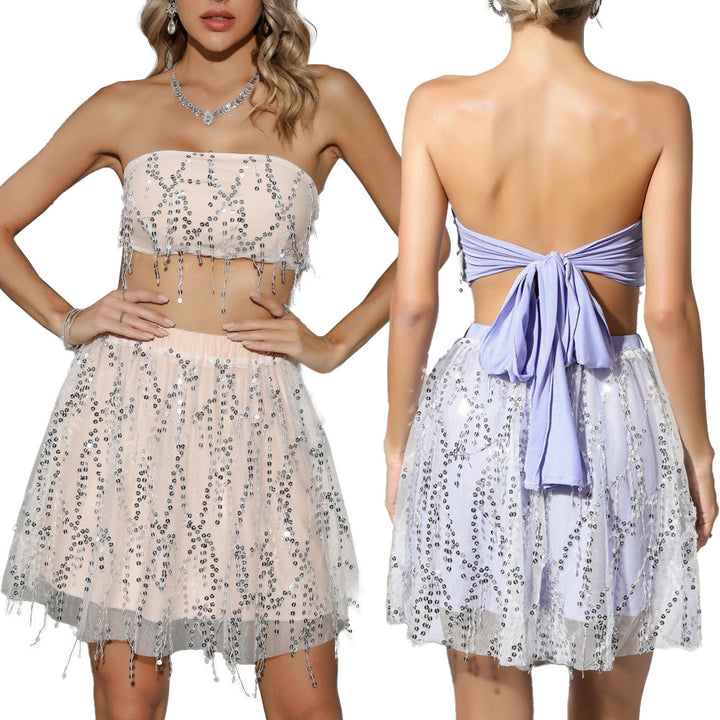 Ladies Bandeau top and tulle skirt set with sparkling accents Lune London