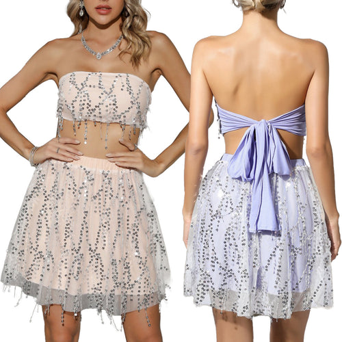 Ladies Bandeau top and tulle skirt set with sparkling accents Amarae