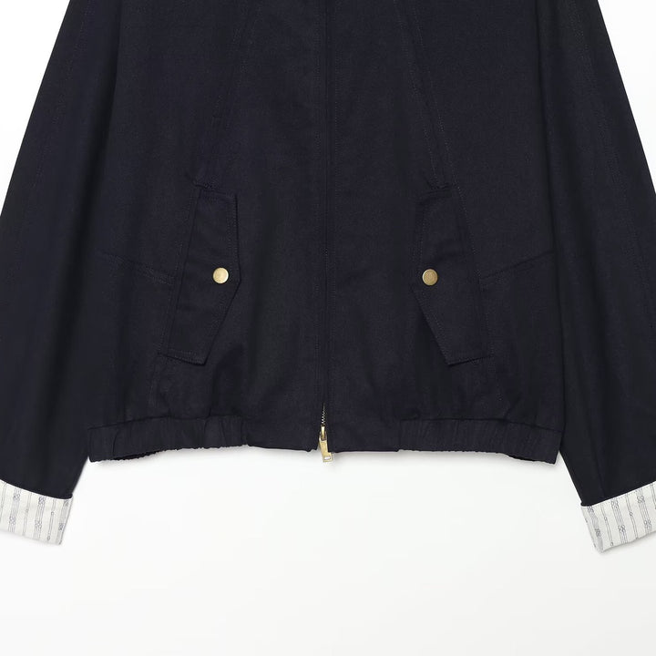 Women's Cropped Boxy Field Jacket with Stand-Up Collar, Patch Pockets and Golden Details Amarae