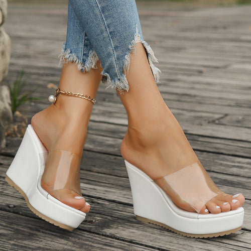 Platform sandals for women with transparent upper material and non-slip sole Amarae