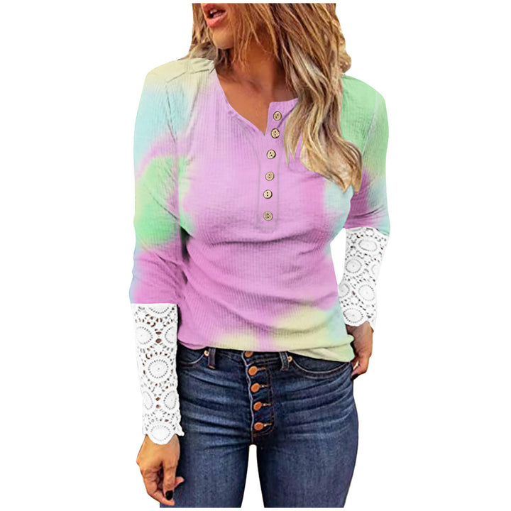 Women Fashion Long Sleeve T-shirt with Lace Sleeves Lune London