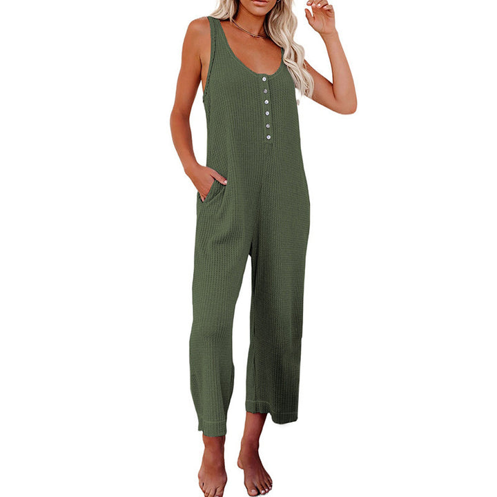 Ladies' jumpsuit with button placket and pockets Lune London