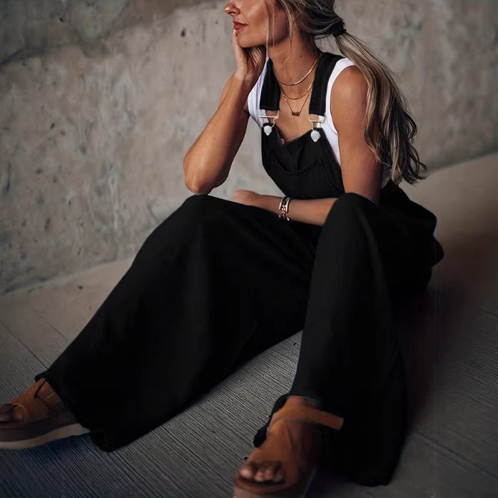 Ladies Wide Overalls in Palazzo Style with Adjustable Straps Amarae