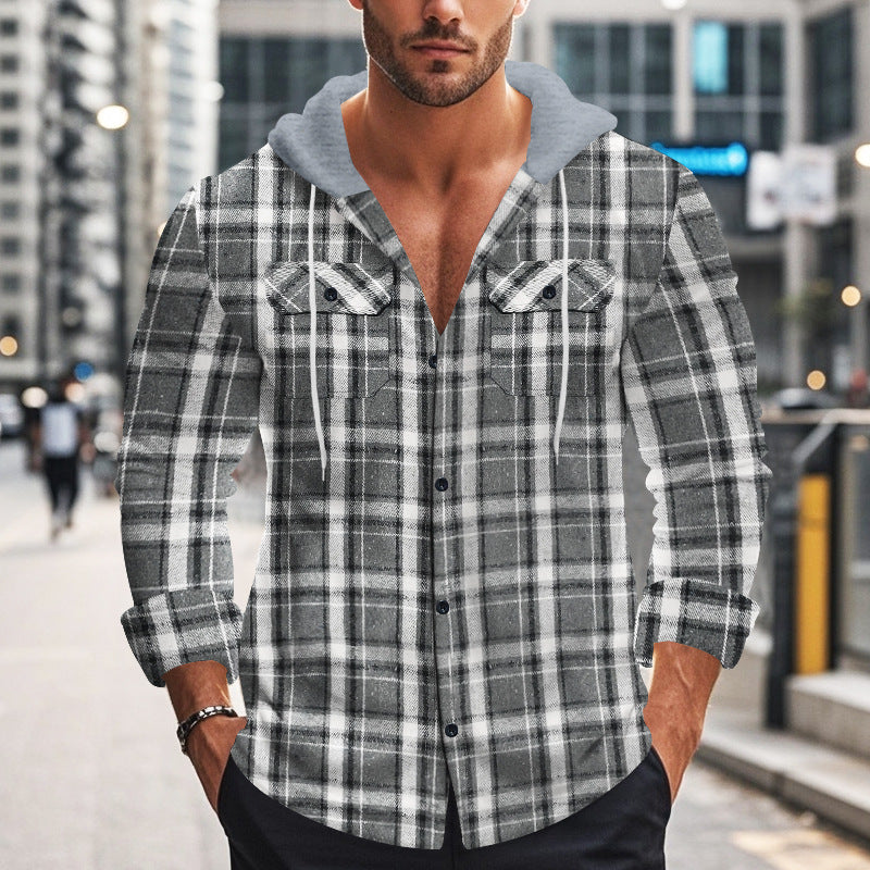 Men's Shirt with Hood and Check Pattern Chic und Stil
