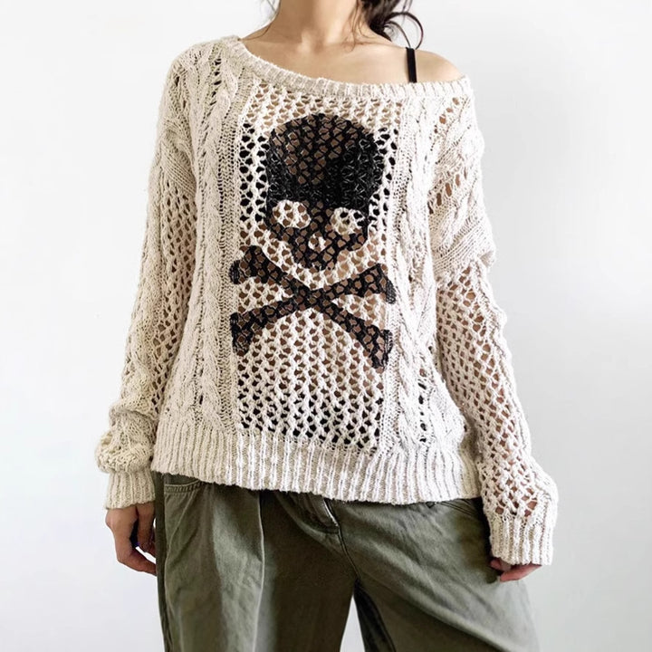 Thick knit sweater for women with skeleton pattern Lune London