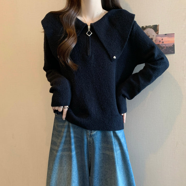 Pull femme avec col unique et zip décoratif Chic & Stil