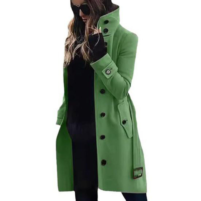 Ladies Elegant high collar coat with practical pockets Lune London