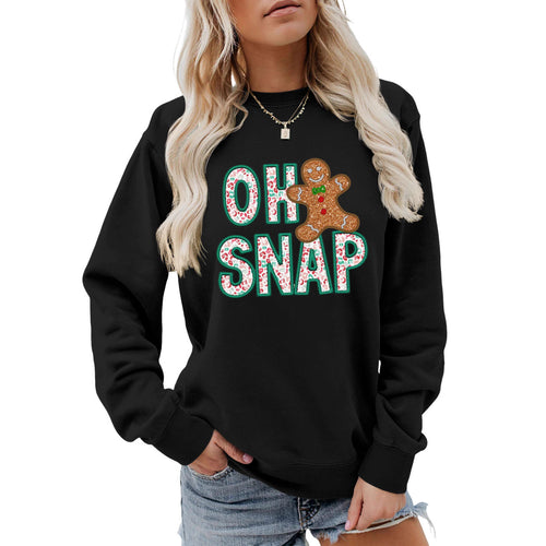 Sweatshirt pour femmes avec motif de bonhomme en pain d'épice amusant et lettrage étincelant Chic & Stil