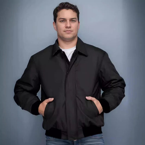 Elegant bomber jacket for men with practical pockets and elastic waistband Amarae