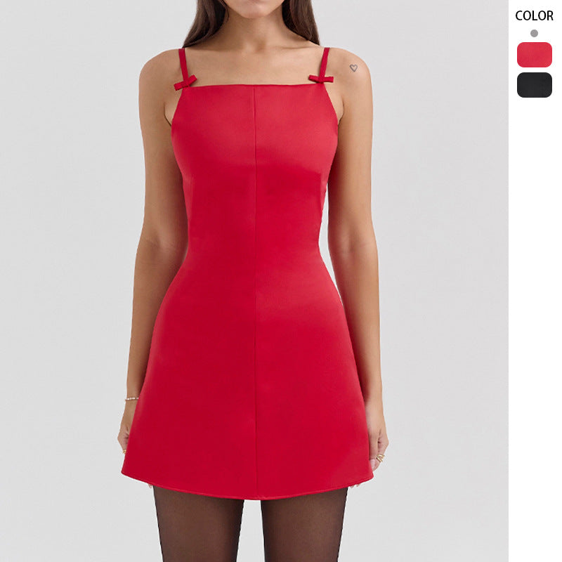 Women's sheath dress with slim fit and adjustable spaghetti straps