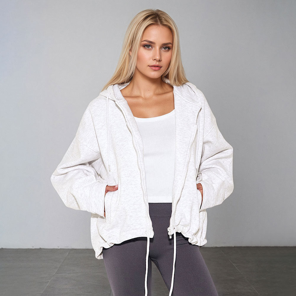 Sweat à capuche surdimensionné pour femmes avec cordon de serrage et poches latérales Chic & Stil