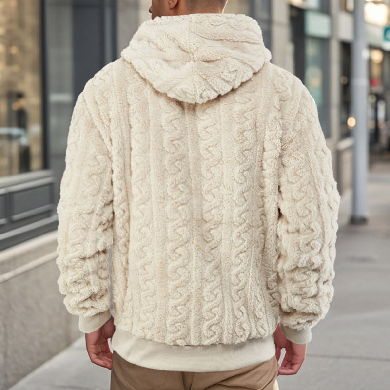 Ladies Cozy Fleece Hoodie with Textured Pattern Lune London