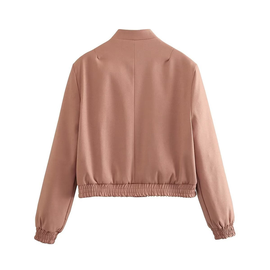Trendy cropped women's utility jacket with large flap pockets and elastic hem Lune London