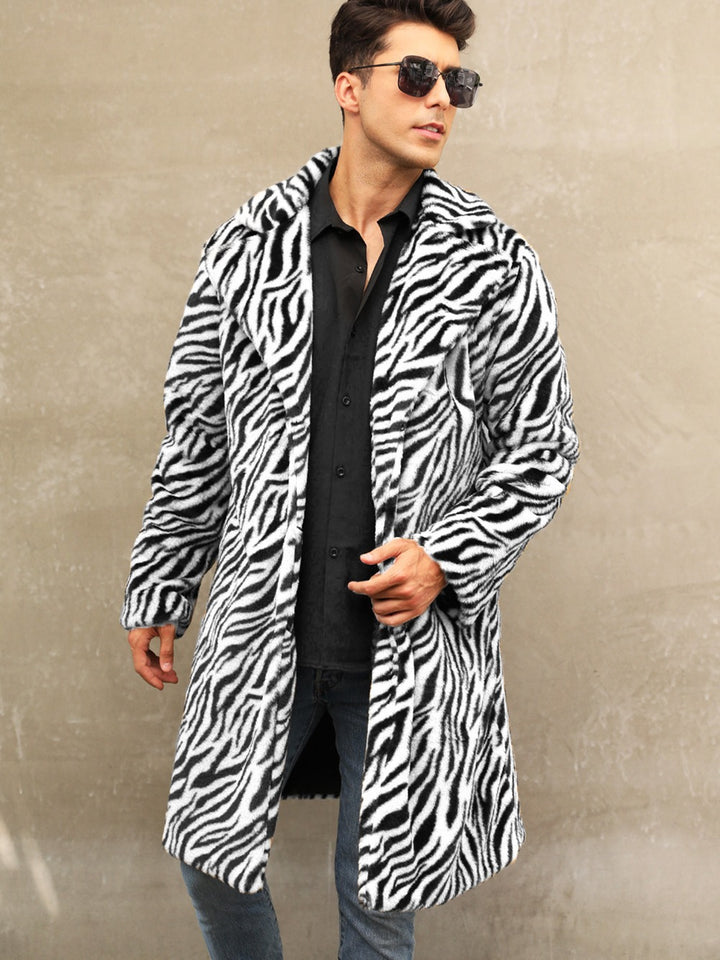 Men's faux fur coat with elegant zebra design Lune London