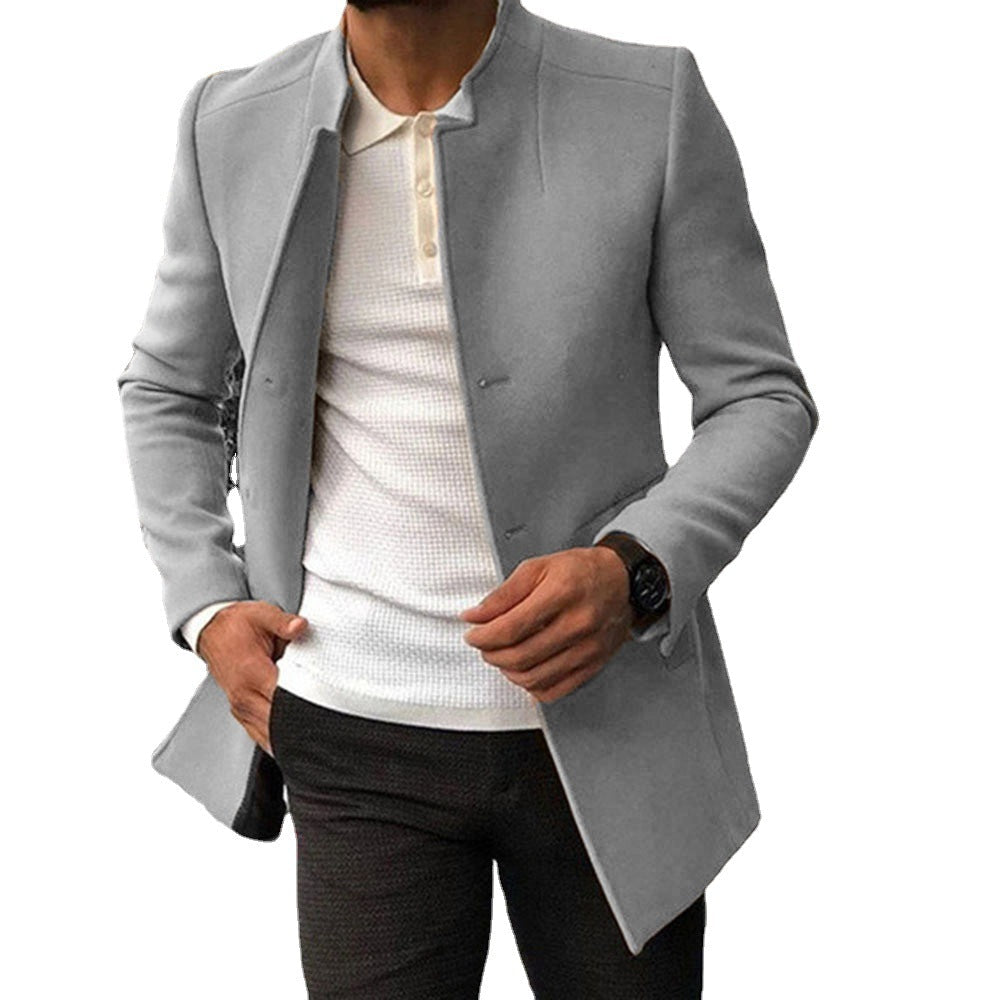 Men's Modern Blazer with Straight Cut and Elegant Stand-Up Collar Lune London