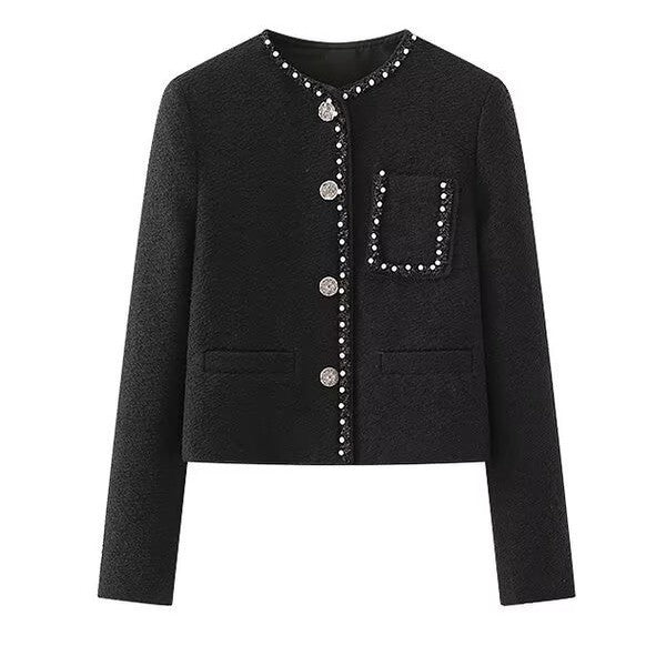 Veste élégante pour femmes avec col orné de perles et poches pratiques Chic & Stil