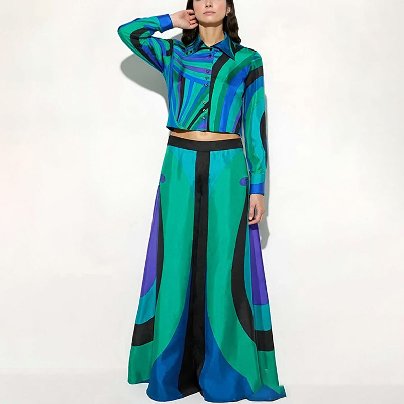 Ensemble pour femmes élégant à deux pièces avec crop top et jupes maxi Chic & Stil