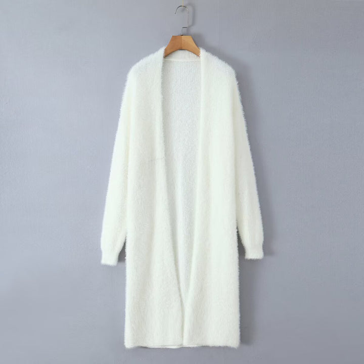 Ladies comfortable knit sweater with open front design and long sleeves Lune London