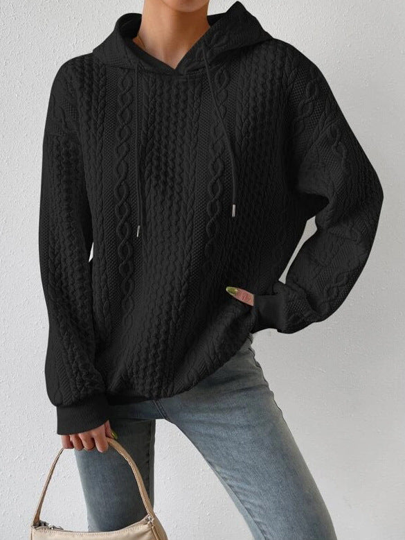 Casual knitted sweater for women with hood and textured design Amarae