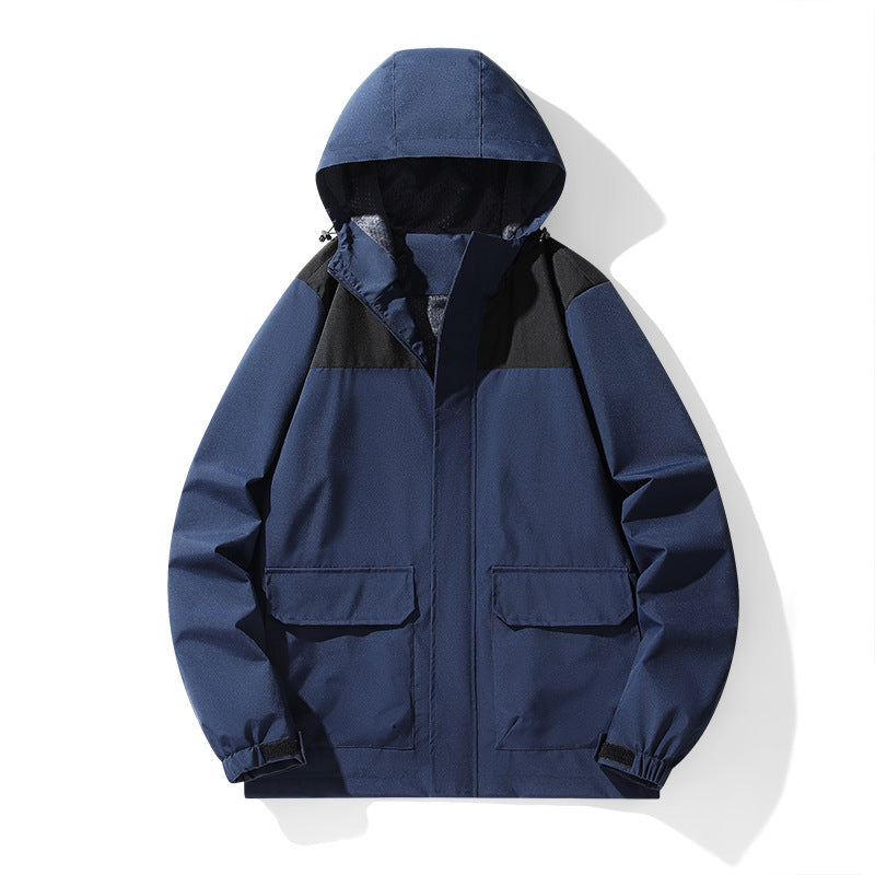 Men's Minimalist Hooded Field Jacket with Concealed Zipper and Large Flap Pockets Amarae