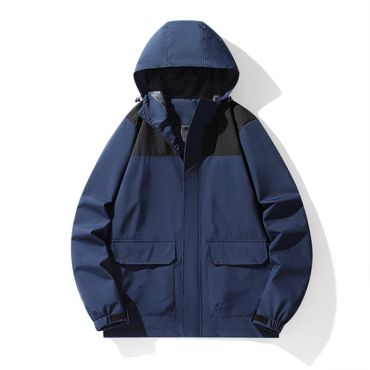 Men's Minimalist Hooded Field Jacket with Concealed Zipper and Large Flap Pockets Amarae