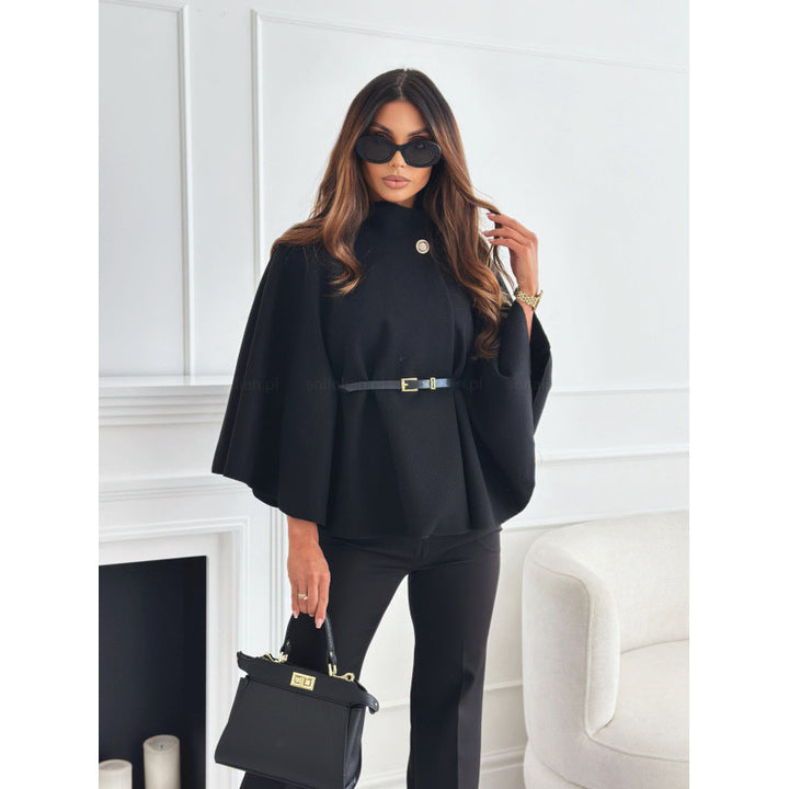 Trendy cape jacket for women with decorative belt Lune London