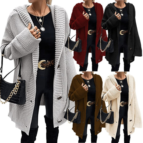 Ladies Thick Knit Cardigan with a relaxed fit and modern button details Amarae