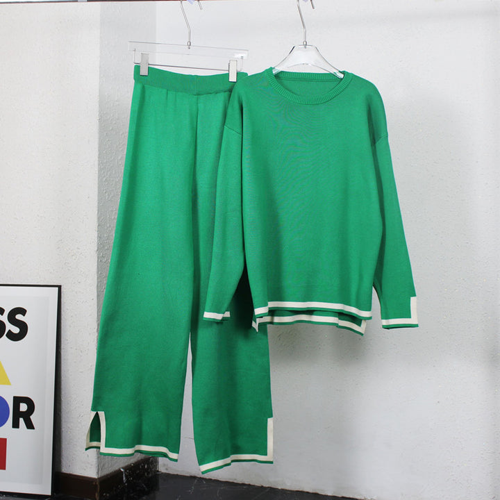 Relaxing loungewear set for ladies with contrasting trim details Lune London
