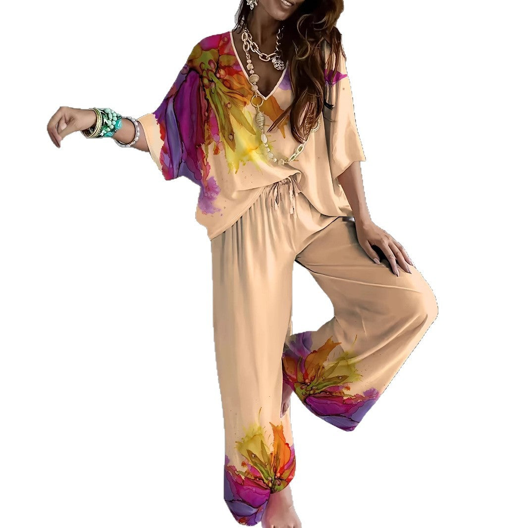 Women's Elegant Two-Piece Suit with Artistic Print Lune London