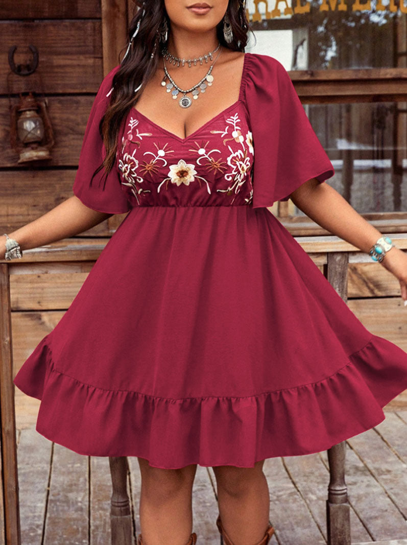 Ladies embroidered A-line fluid dress Lune London