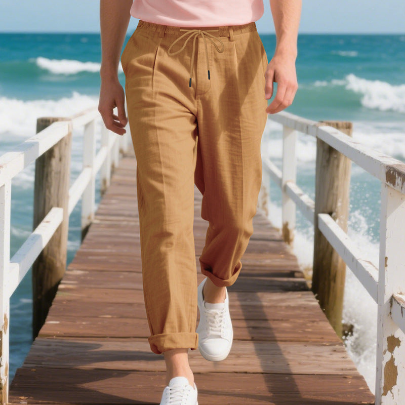 Casual chino pants for men with elastic waistband and practical side pockets Lune London