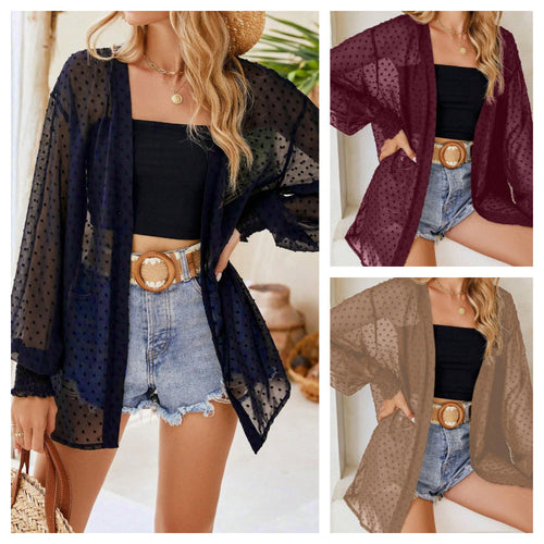 Transparent blouse jacket for women with padded sleeves Amarae