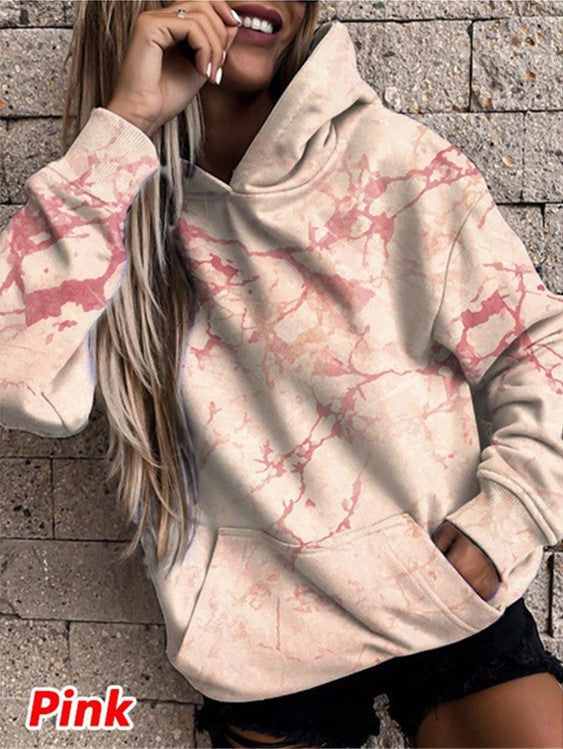 Women's hoodie with stylish marble pattern Lune London