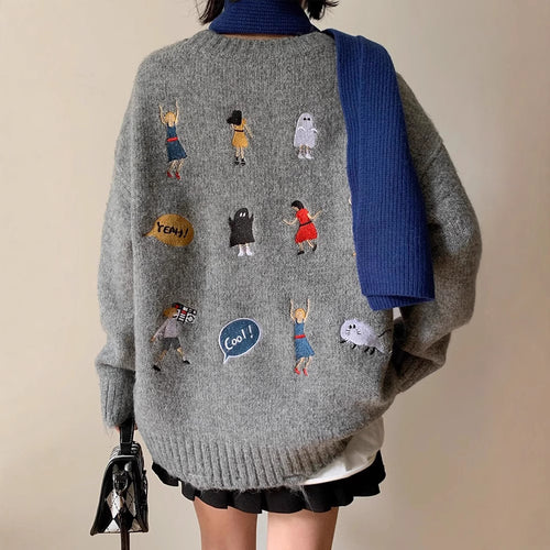 Pull en maille épaisse pour femmes avec broderie unique Chic & Stil