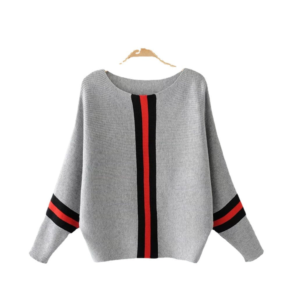 Pull en tricot décontracté pour femmes avec rayures modernes et coupe amples Chic & Stil