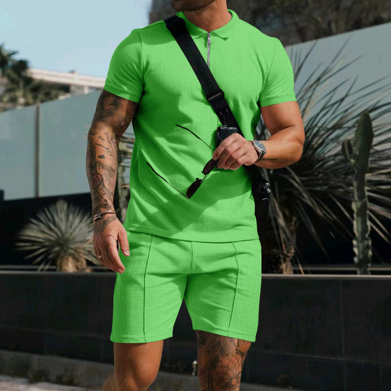 Men's short sleeve sports set with high quality functional material and contrasting details Lune London