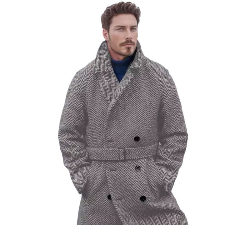 Elegant wool coat for men with herringbone pattern Lune London