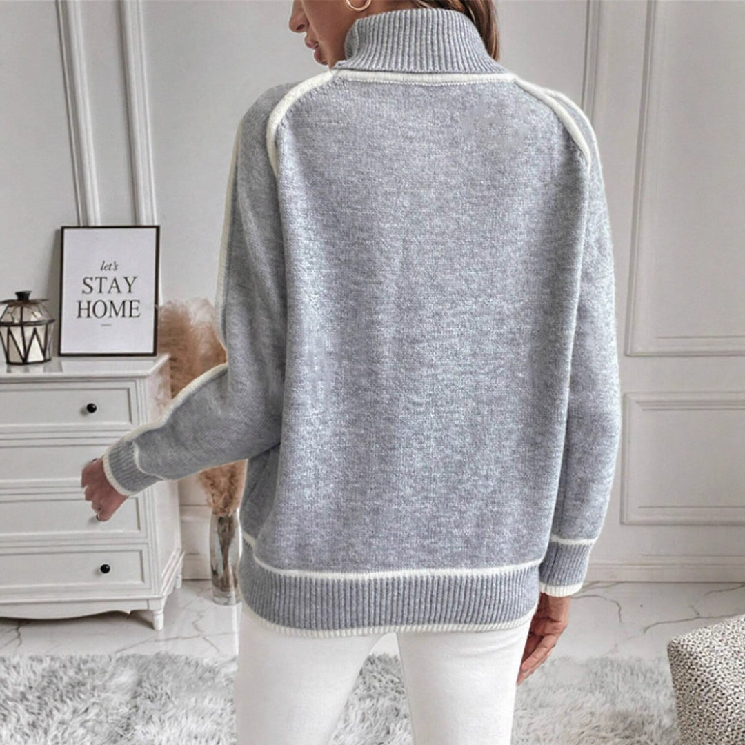 Casual turtleneck sweater for women with contrast details Lune London