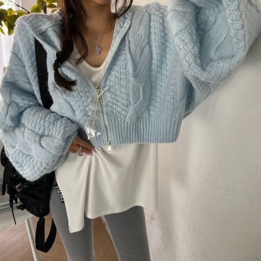 Lune London women's cable knit cropped hoodie