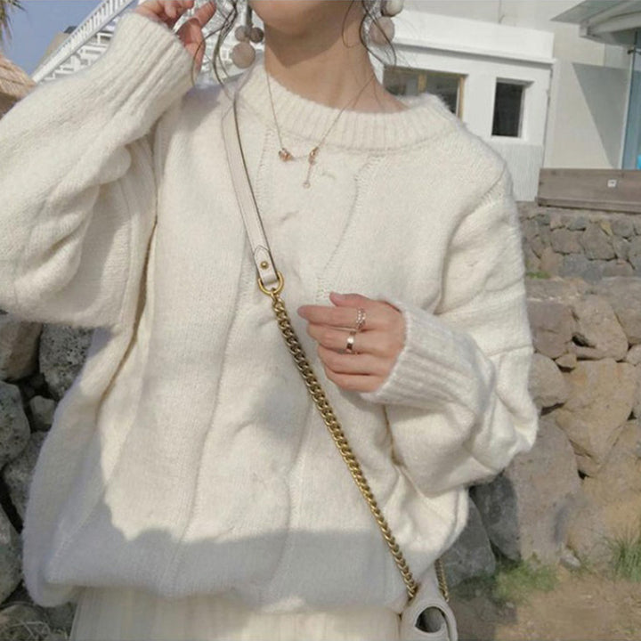 Pull en tricot épais pour femme avec un élégant motif en câble et une coupe décontractée Chic & Stil