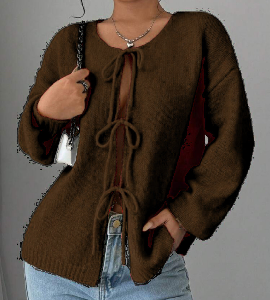 Oversized knit sweater for women with decorative lace detail Lune London