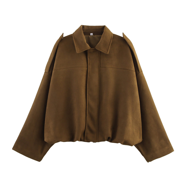 Oversized elegant jacket for women with refined details and a chic collar