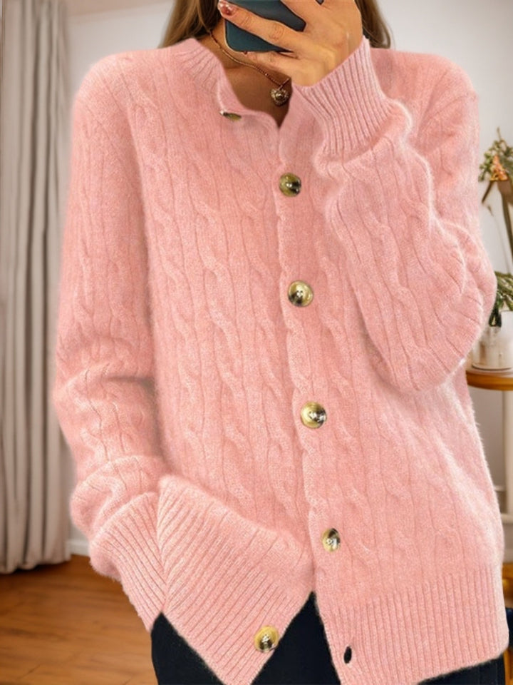Cashmere jacket for women with button closure and structured twisted pattern Lune London
